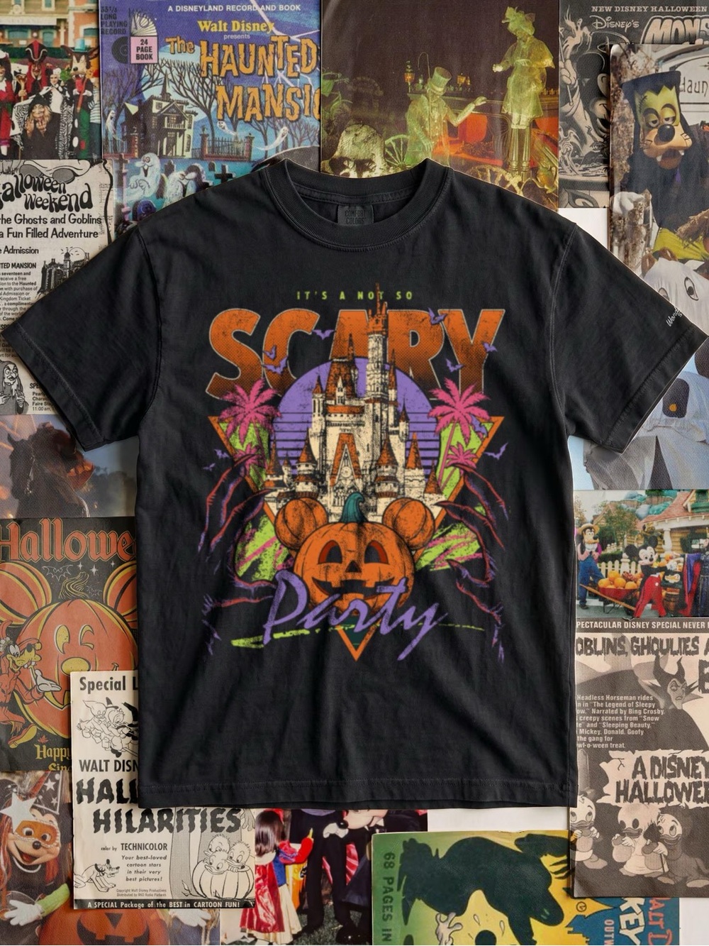 Scary Halloween 'Not So Scary' Castle Graphic Tee - Black Unisex
